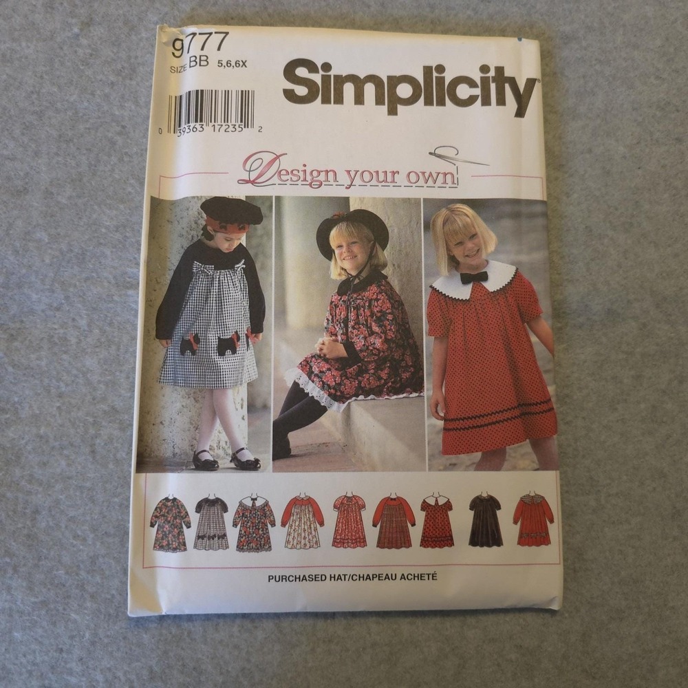 Simplicity 9777 Girls Dress Pattern Size 5 6 6X Vintage Design Your Own Peter...